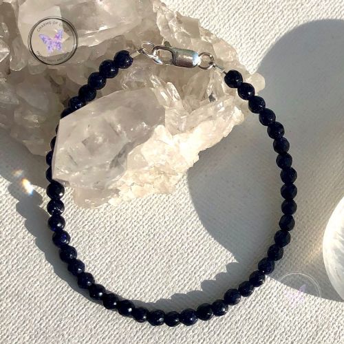 Blue Goldstone Faceted Beaded Bracelet